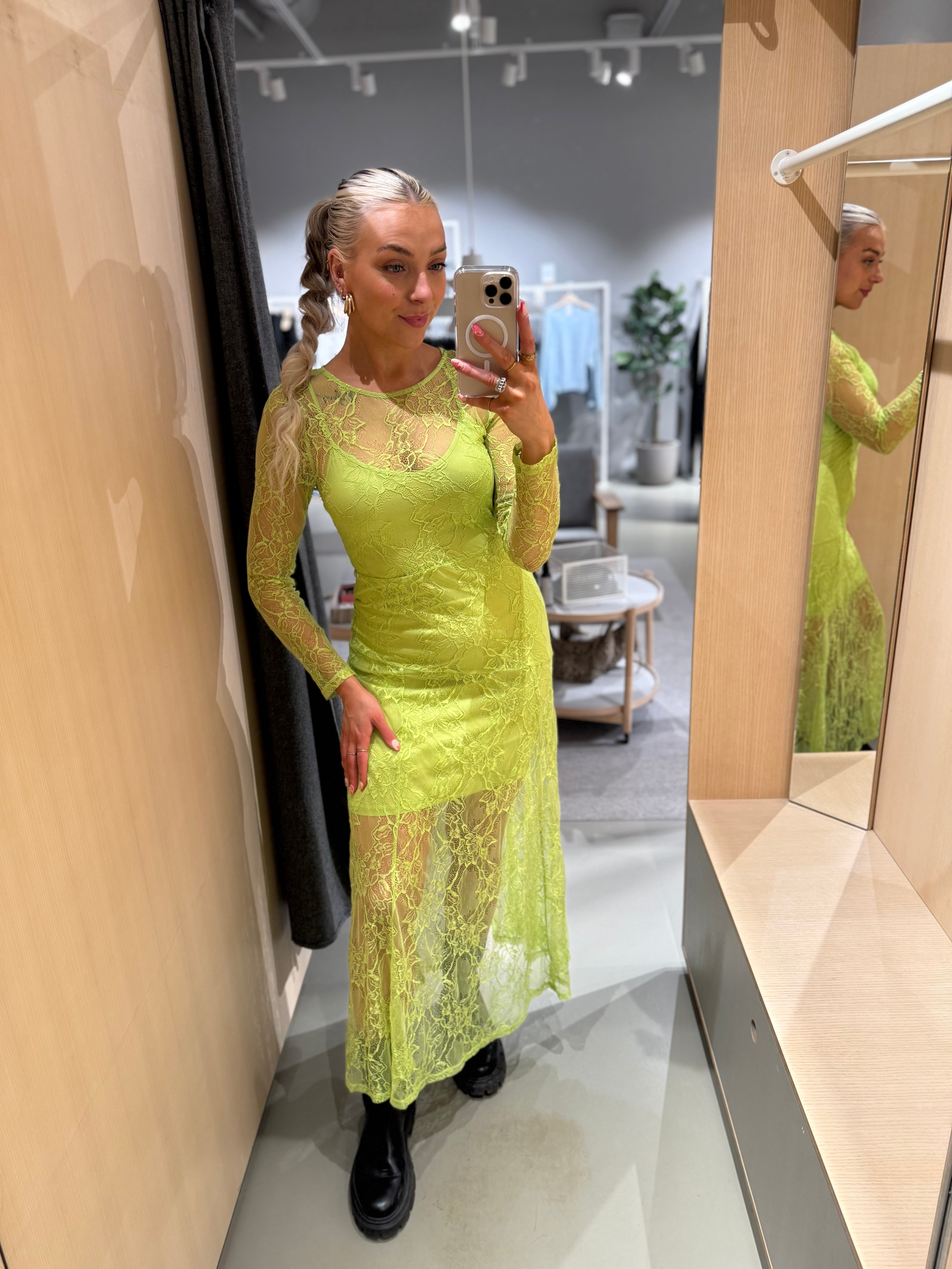 OBJLULLA Long Dress - Bright Lime Green